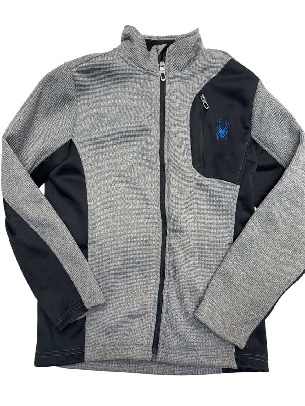 SPYDER Kids Medium (10/12) Gray Blue Full Zip Sweatshirt Jacket